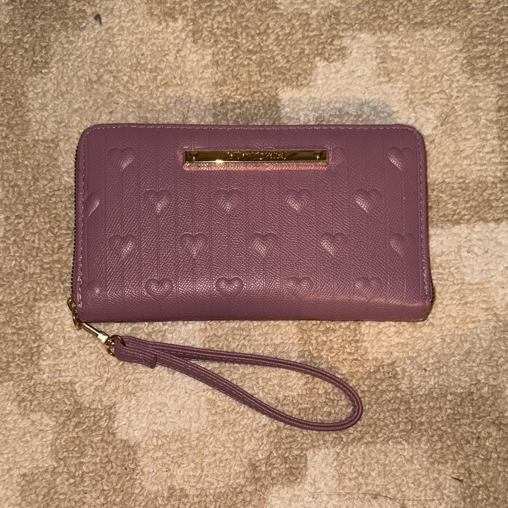 Purple wallet/clutch with purple heart 3-D detailing
